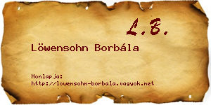 Löwensohn Borbála névjegykártya